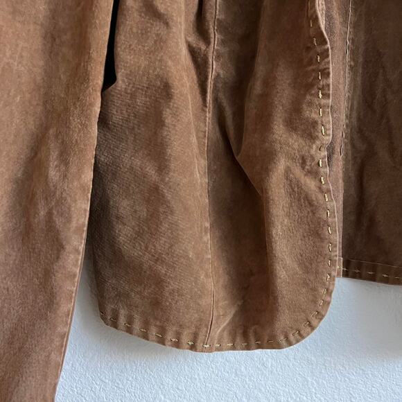 Brown leather jacker with button - Picture 3 of 8